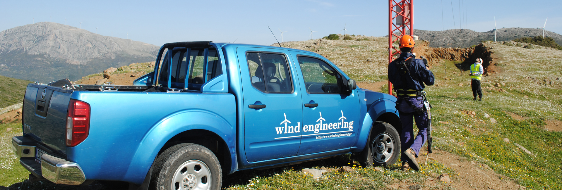wind experts at a wind farm in Greece